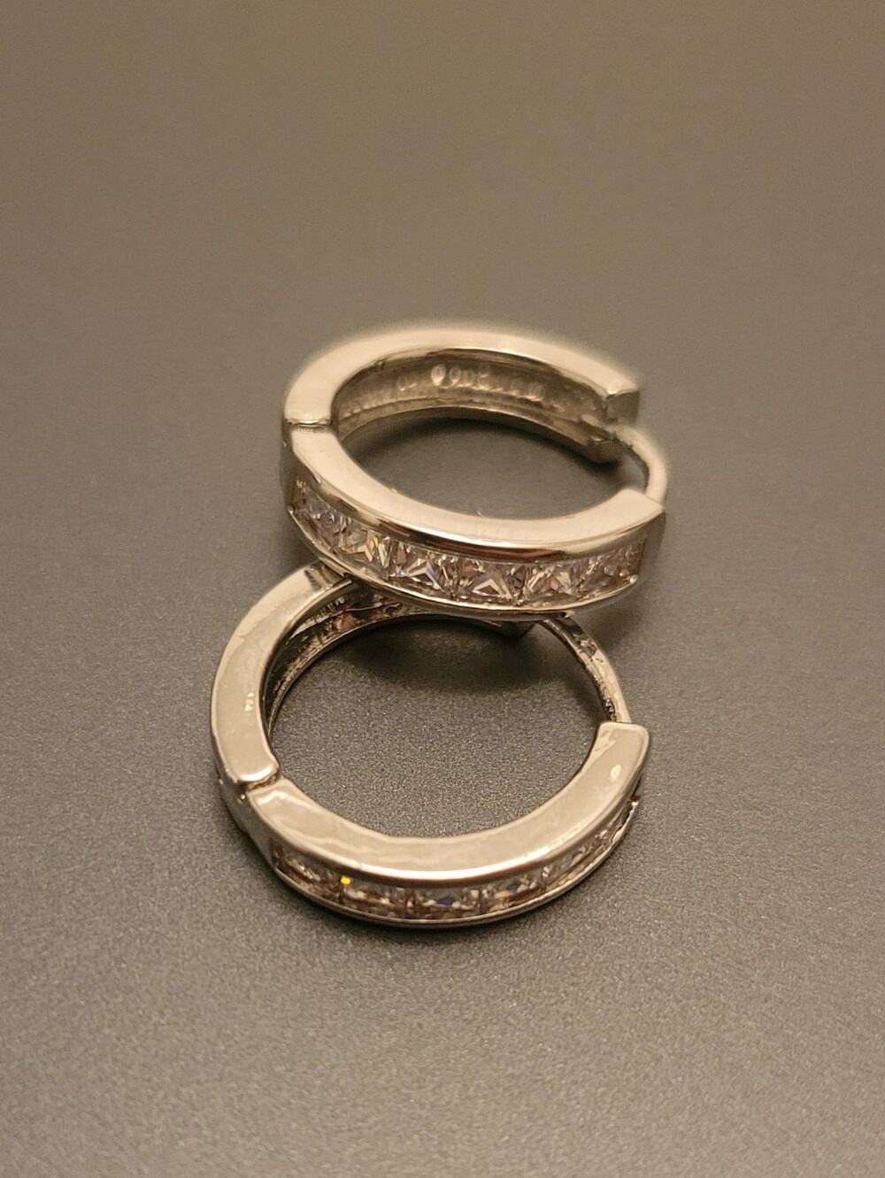 Sterling Silver Crystal Huggie Hoop Earrings